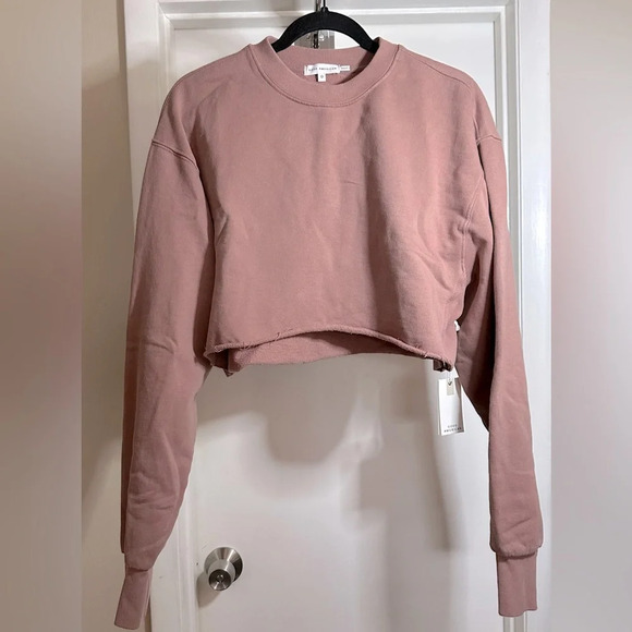 NWT Good American Cropped Sweatshirt Dark Pink or Mauve Size 0 (XS) - Picture 5 of 9